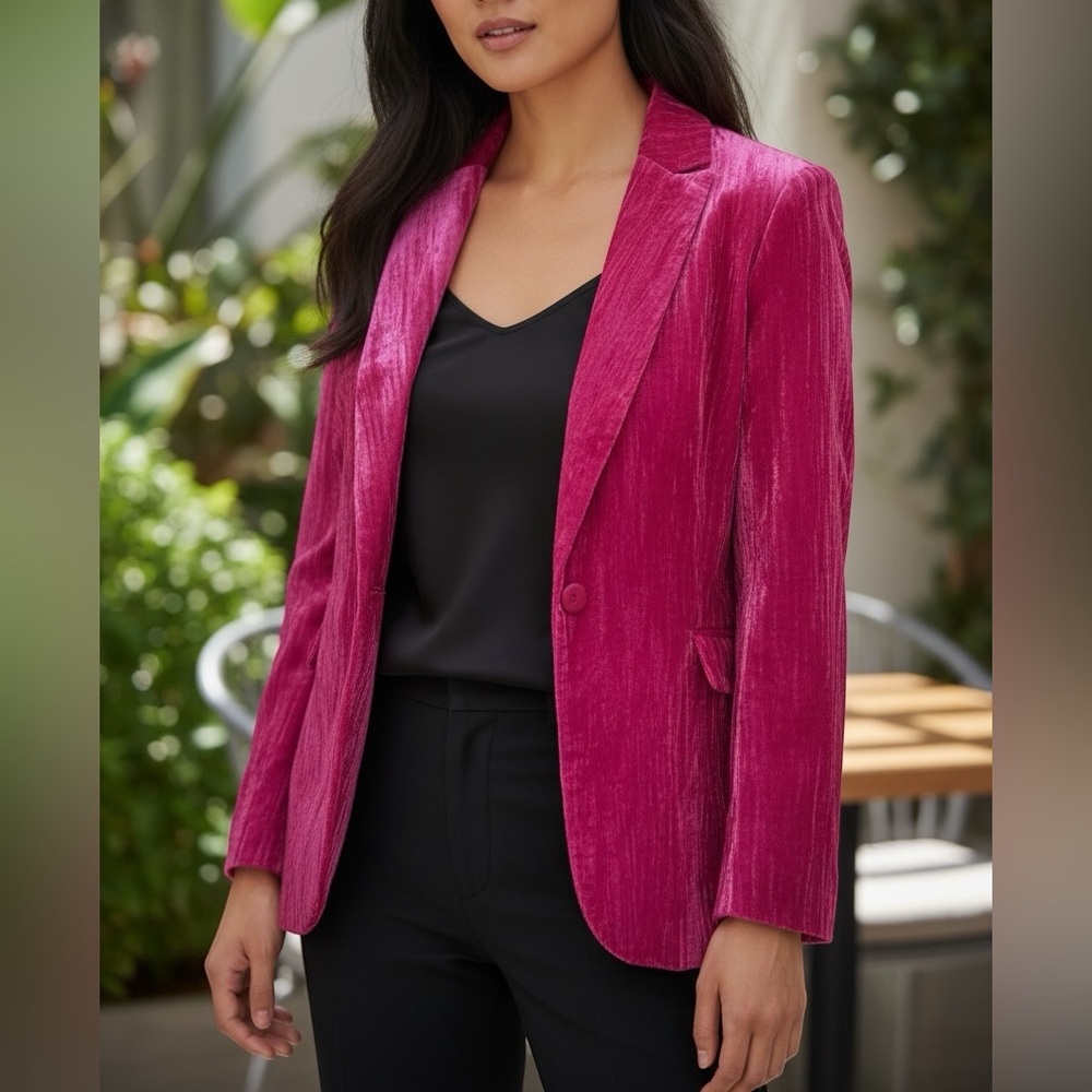 Nasty Gal Fuchsia Velvet Blazer